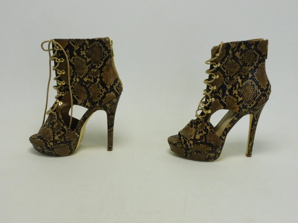 Shoedazzle FELICE PLATAFORMA CON CORDONES Serpiente Natural Para Mujer Talla 8 Foto 4 de 4