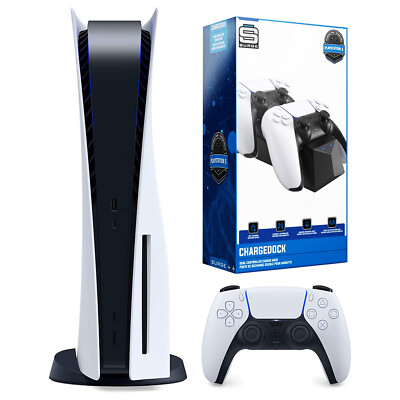 Sony Playstation 5 Disc Version Console with Dual Charging Dock Station Bundle