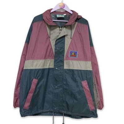 Jeantex Windjacke Vintage lila grau Colorblock mit Reißverschluss und Kapuze ann