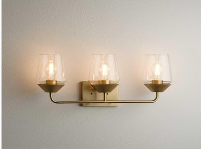 Progress Lighting Avec 24.25 in. 3-Light Brushed Gold Contemporary Bath Vanity L
