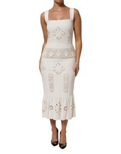Dolce & Gabbana White Floral Lace Sleeveless Midi Men's Dress Authentic