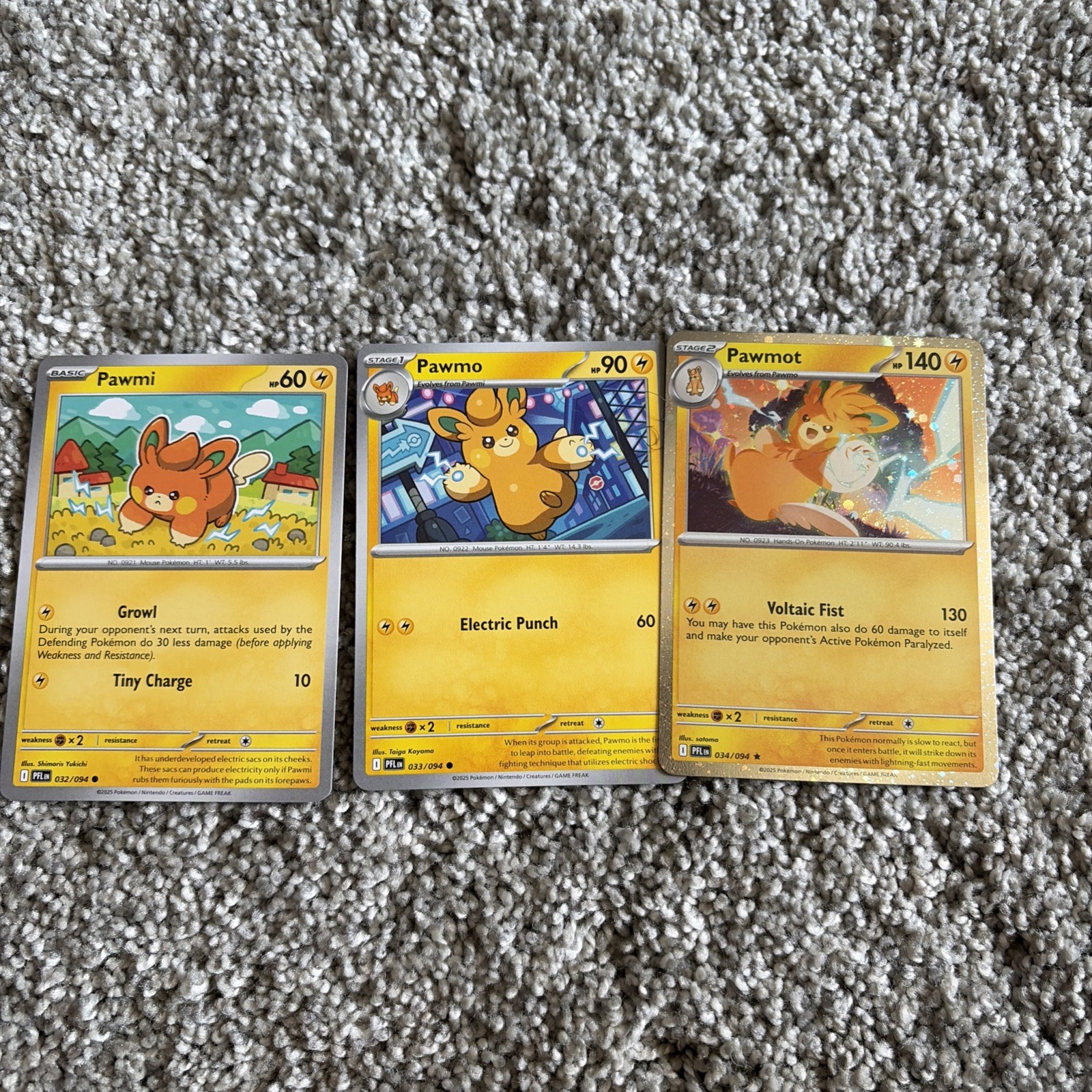 Pawmo, Pawmi, Pawmot ME Phantasmal Flames Cosmos Holo Set Of 3 Pokémon NM