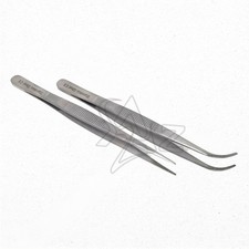 2Pc Watch Maker Jewelry Repairs Pickup Grasping Serrated Point Narrow Tweezers