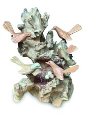 Nesting Birds Ornament with Wooden Nest and Eggs