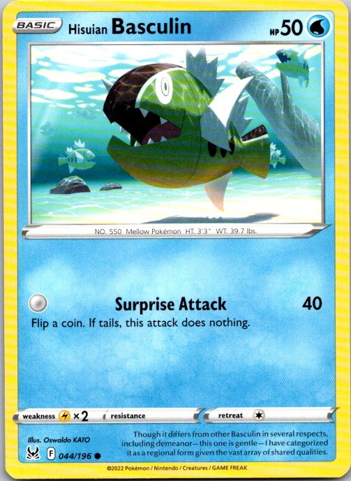 Hisuian Basculin 044/196 Common Lost Origin Pokemon Moderately Played