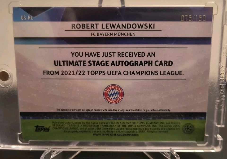 2021-22 Topps UEFA Champions League Robert Lewandowski Ultimate Stage AUTO /150 - Bild 3 von 4