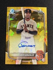 2025 Bowman Chrome Sapphire Josuar Gonzalez Gold Auto /50 Giants CPSA-JG