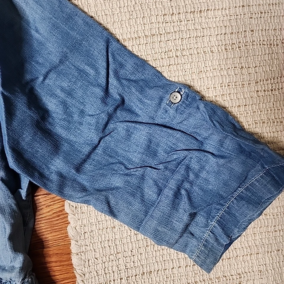 Pantalones Cortos Cato Mameluco M Azul Manga con Pestaña Enrollable Denim Lavado Ligero Cordón Foto 3 de 4