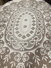 Floral Lace Ivory Polyester Tablecloth 60  W/80  L