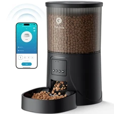 Automatic Cat Feeder WiFi- 5Ghz Cat Food Dispenser with APP Remote Control- A...