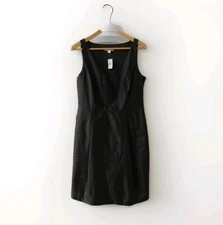 Ann Taylor Black Day A-Line Silk Midi Dress Size 8