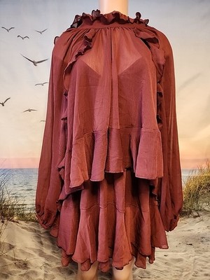 Nwt Commense Red Semi-Sheer Chiffon Ruffle Dress with Cape Overlay , Medium | eBay Nwt Commense Red Semi-Sheer Chiffon Ruffle Dress with Cape Overlay , Medium | eBay