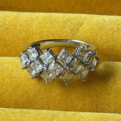 14K Weißgold Meda Cluster CZ Cocktail Ring Größe 6