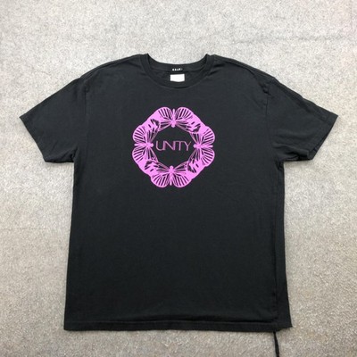 Ksubi Shirt Mens Medium Black Pink Unity Butterfly Graphic Drawstring Hem Tee