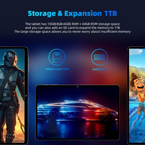 Android 14 Tablet,10 inch Tablets, Octa Core Processor, 10GB+64GB+512GB Expan... - Picture 6 of 8
