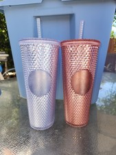 Rare: Starbucks Tumbler Rose Gold Studded 24 oz Venti Diamond No Straw