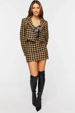 Forever 21 Womens Tweed Houndstooth Jacket & Mini Skirt Combo - Medium