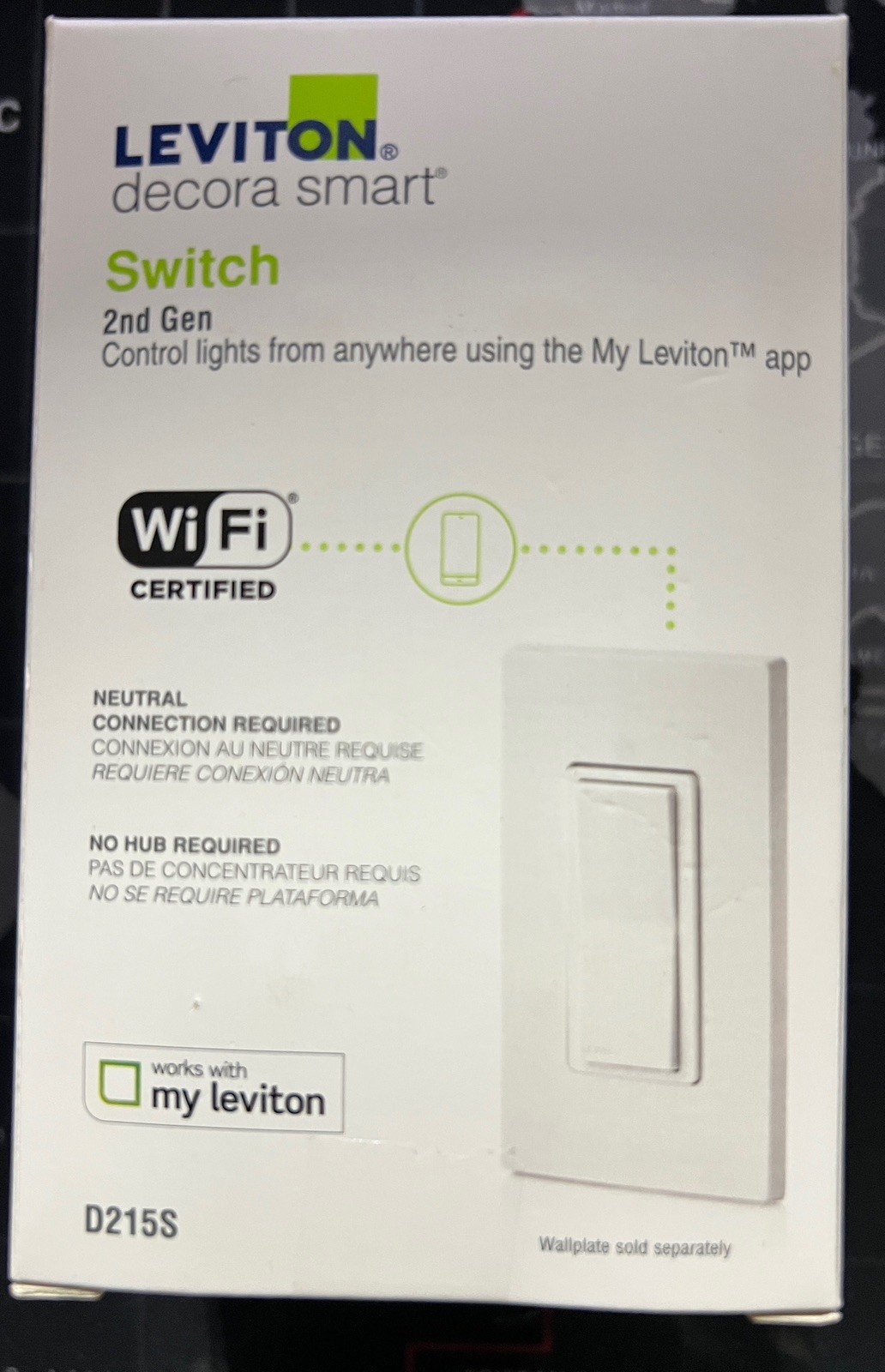 Leviton D215S Smart 2nd Gen Wi-Fi Switch - White - Brand New Unopened Box