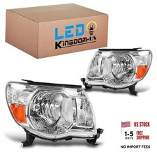 Headlight Fit 2005-2011 Tacoma Clear Lens Amber Reflector Chrome Housing