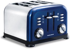 Morphy Richards Toaster 44730 Accents Blue 4 Slice Toaster GRADED Bread Toaster