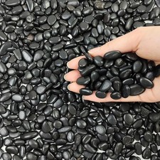 10 lbs Small Black Pebbles for Indoor Plants. 3/8 inch Decorative Black River R