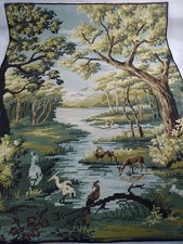Large vintage Tapestry Panel Woodland Animals hand made picture Large vintage