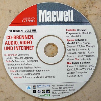 MACWELT Zeitschrift CD 01 - 03 / 2001 für Mac OS 9.x und MacOS X ++ Vintage ++