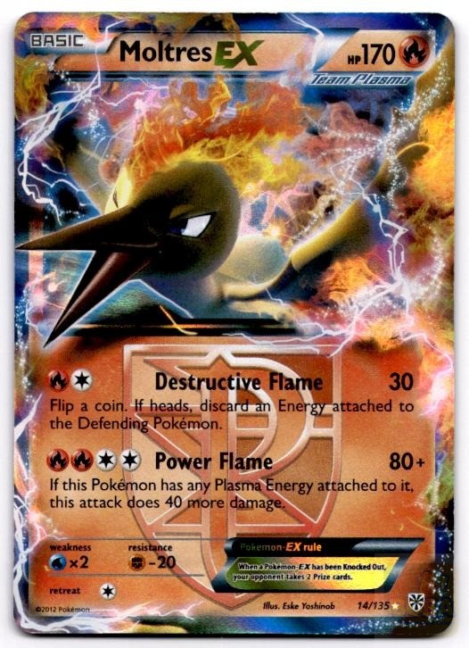 Moltres EX 14/135 Holo EX Rare Plasma Storm Pokemon Holo Near Mint