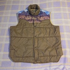 Vtg Sears Western Wear Puffer Vest Large Moun...