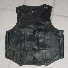 Steer Brand Leather Vest Mens L Black Western Biker Button Front Made in USA