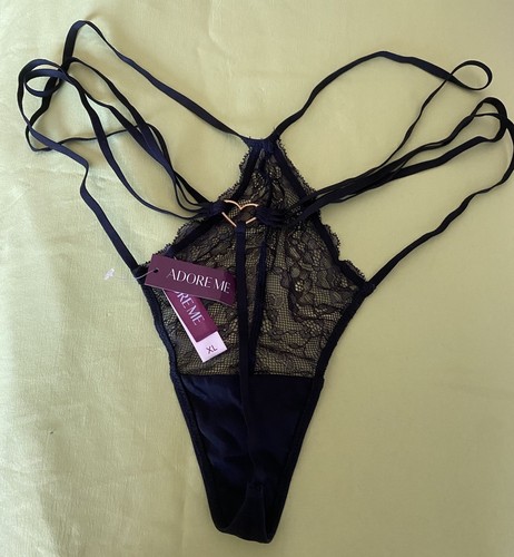Neu Adore Me Tanga Spitzenhöschen transparent Panty String schwarz Spitze XL - Bild 4 von 5