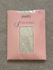 Frederick's of Hollywood Vintage Ivory Lace Thigh Stockings Size Small