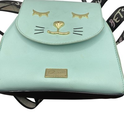 Luv Betsey By Betsey Johnson Backpack Womens Mini Green Cat Face Faux Leather