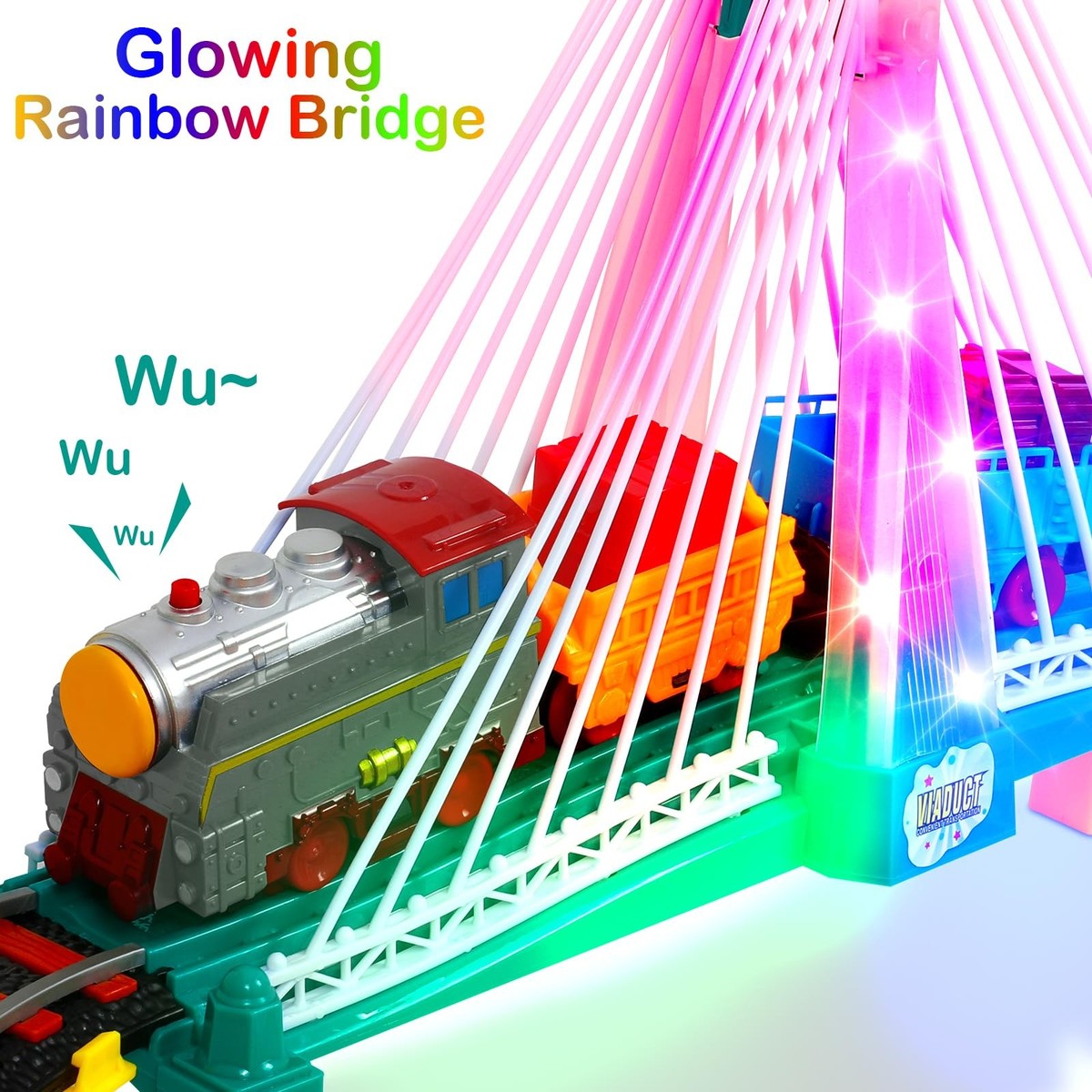 Wagon De Train Électrique Rechargeable – Compatible Rails Magnétiques Flexibles, Extension Pour Circuit Enfant, 3+ Ans