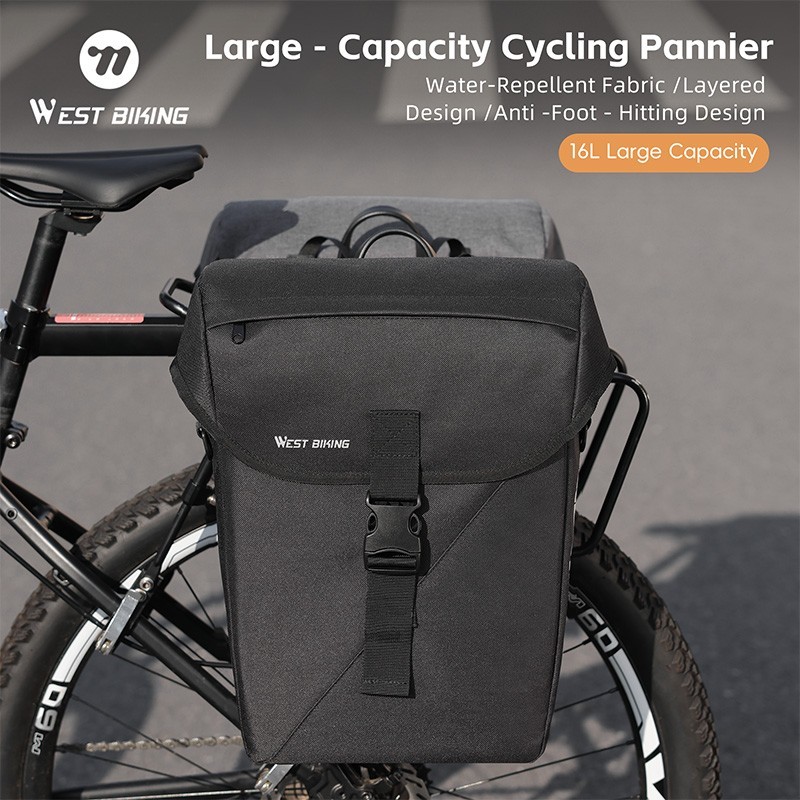 (New with tags) WEST BIKING Bike Single Pannier MTB Bicycle Rear Bag Luggage Bag Black 16L 1PCS (33.29 USD)