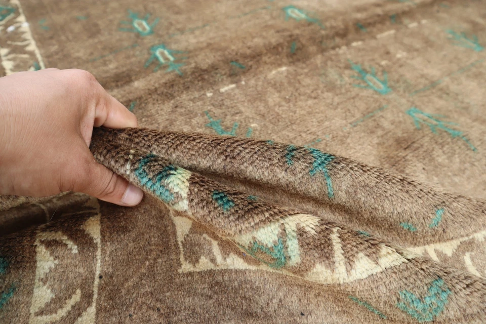 3'8x6'4 ft Terracotta Afghan Traditional Maldari Rug, Turkmen Handmade Wool Rug - Image 3 of 4