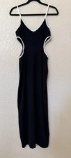 NWT Reformation Lilou Midi Knit Dress In Black Waist Cut Outs Size L $198