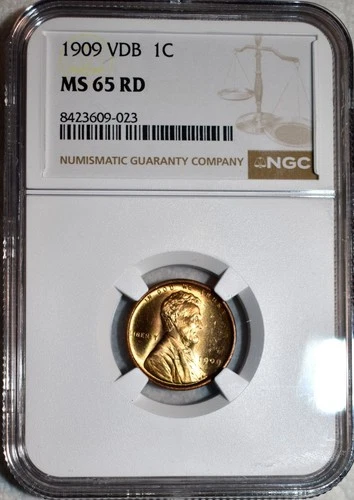 NGC MS-65 RD 1909-P VDB Lincoln Cent, Cartwheeling, Full-Red Gem!