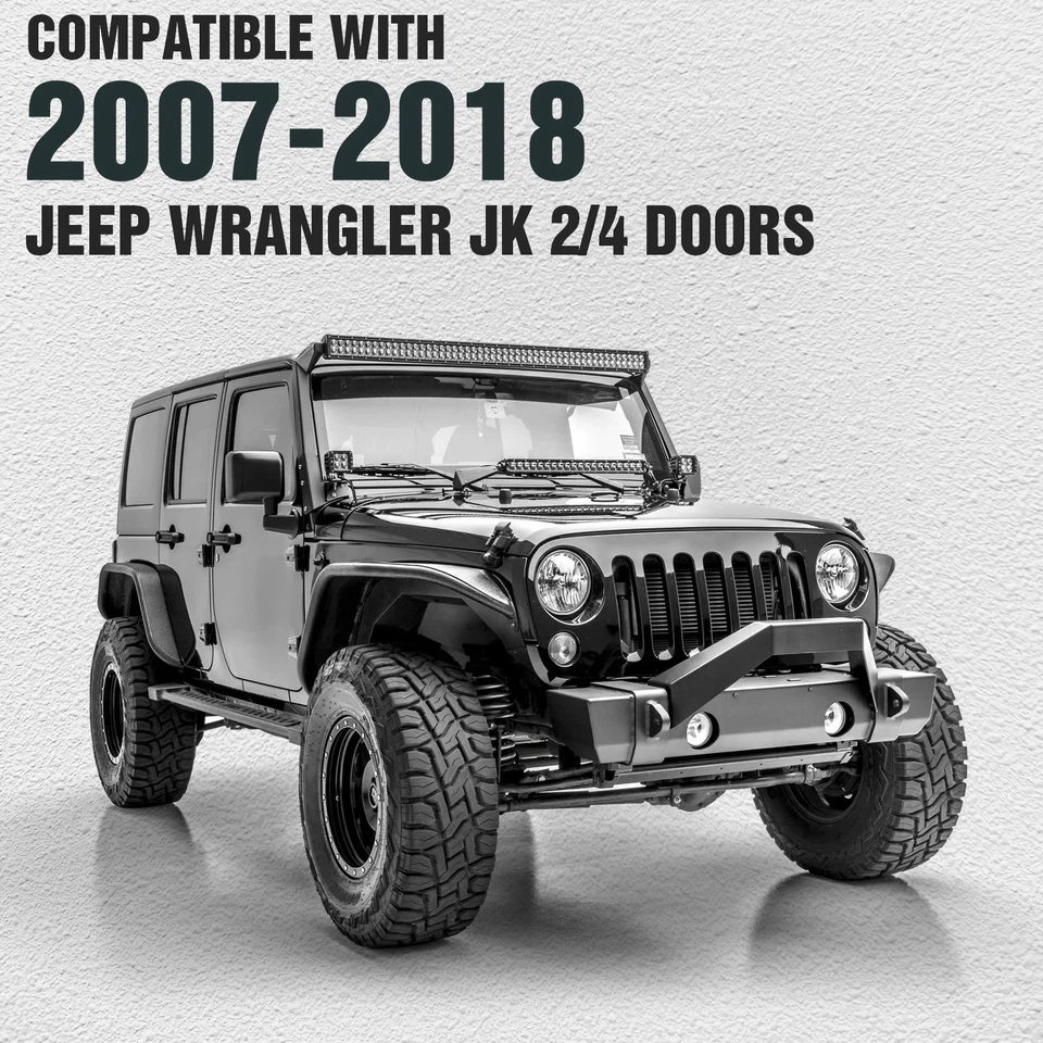 For 2007-2018 Jeep Wrangler JK JKU Front & Rear Fender Flares Tube Mud Guard Kit - Image 2 of 4