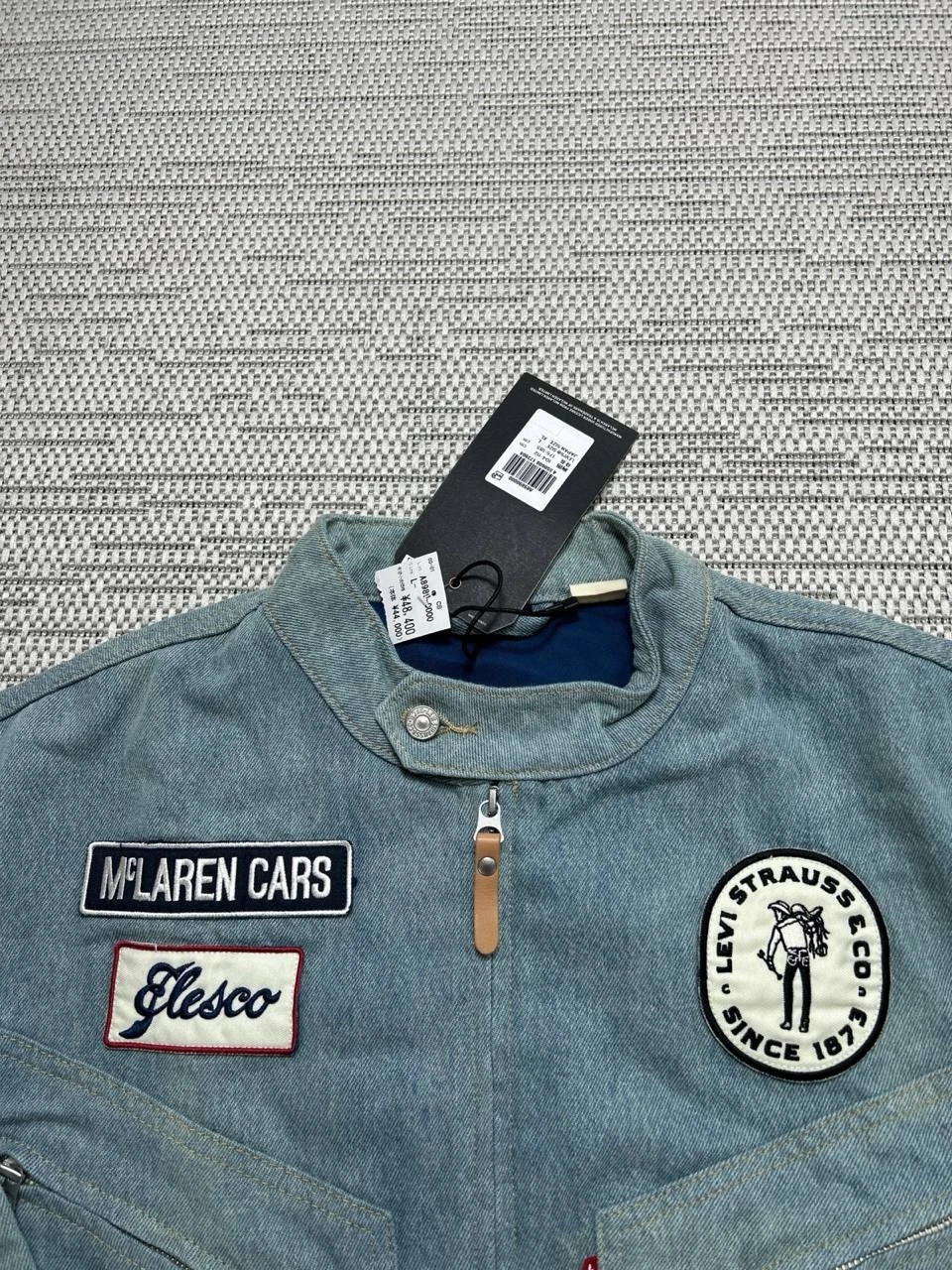 Levi's x McLaren Racing Jacket Mens Large Blue Cotton Denim Full Zip Bomber New image 2