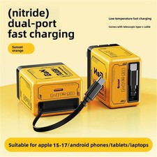 Retractable Type-C Cable With 2 In 1 GaN Charger Scalable 120W Max Fast Charger