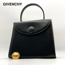 Givenchy 4G Logo Leather Handbag Black Gold Button Formal Authentic Luxury
