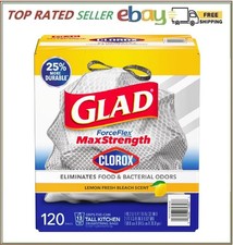 Glad ForceFlex Tall Kitchen Trash Bags With Clorox, Lemon Fresh Bleach Scent 13