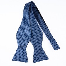 Brooks Brothers 346 Silk Bow Tie Blue Geometric Self Tie USA