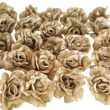 100 Moss Olive Green Satin Rose Heads Stemless Wedding Floral Craft DIY 2.5in