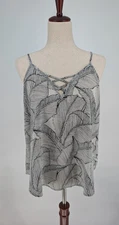 Sienna Sky Women’s M Boho Leaf Print Cami Top Coastal Chic Beachy Resortwear