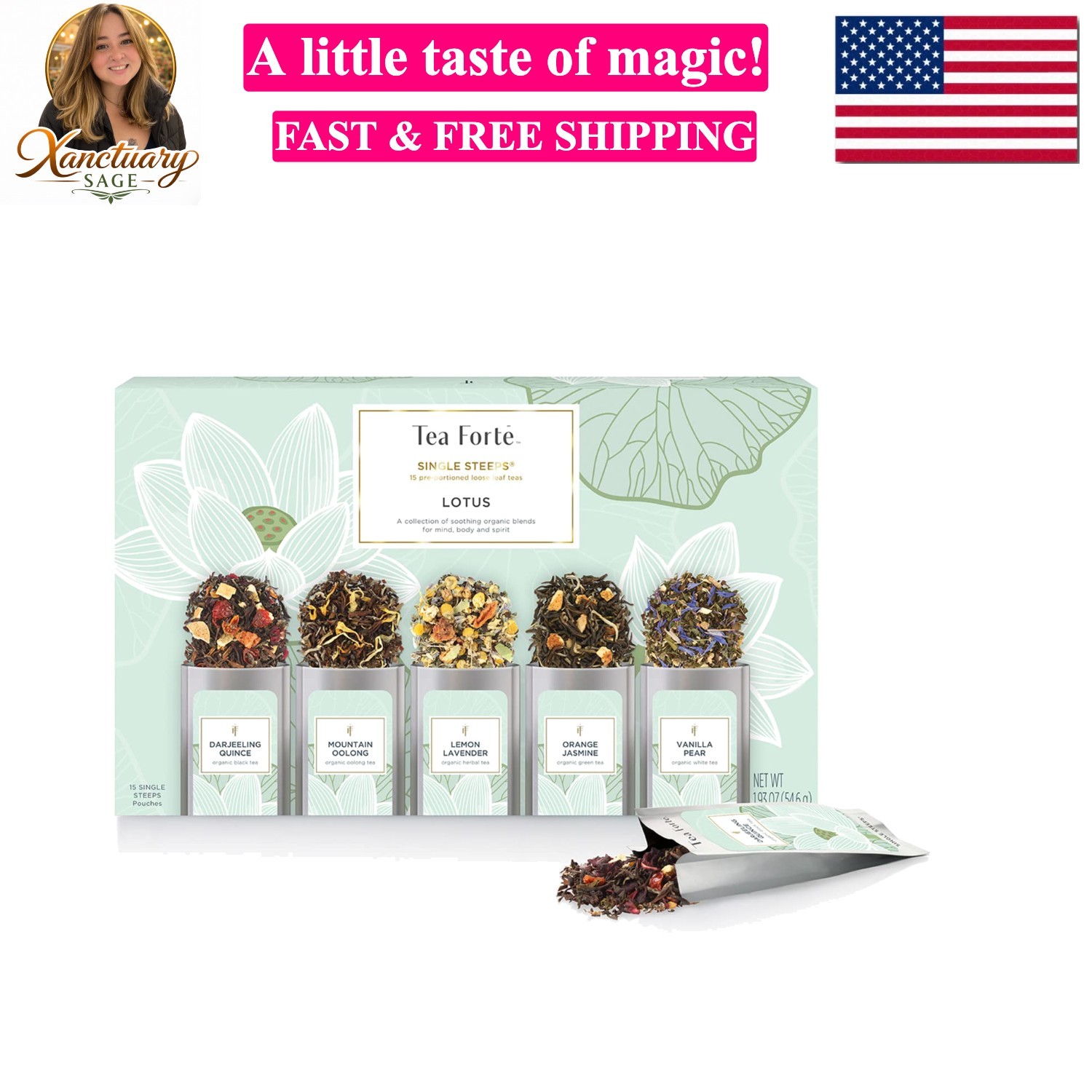Sampler, Assorted Variety Tea Box, 15 Single Ser...