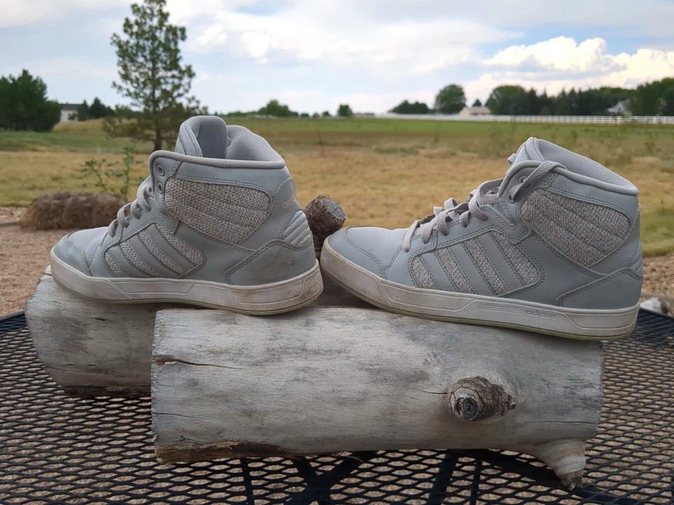 Adidas Neo Super Zapatos de Cuña Mujer 9.5 Gris Cuero Con Cordones Parte Superior Alta Foto 2 de 4