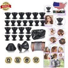 Large  Small Black Silicone Hair Rollers - 40pc Set, Gentle Overnight Curls