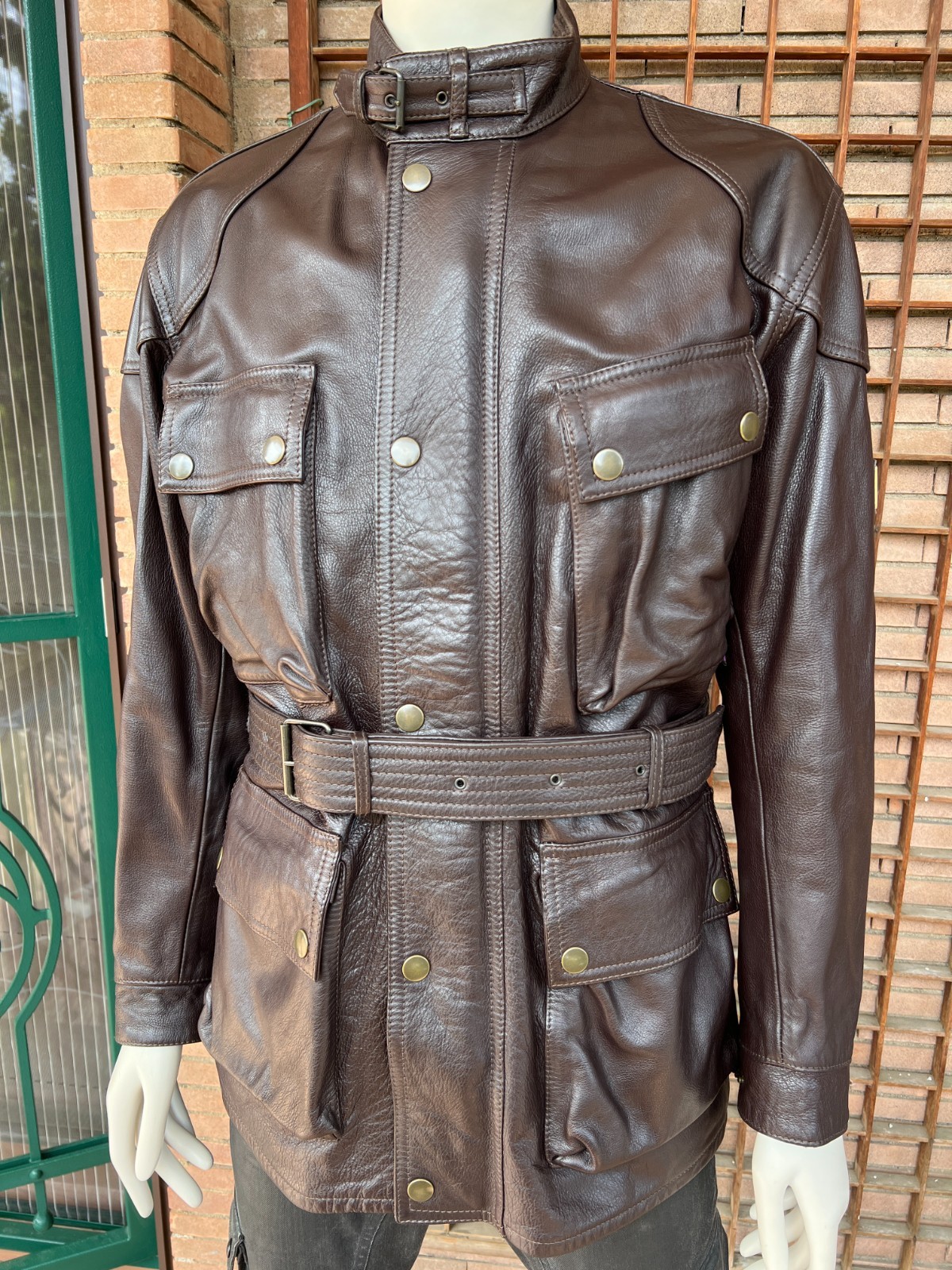 BELSTAFF Giacca Pelle Pesante PANTERA Marrone Scuro Malenotti Epoca 3KG XL/XXL